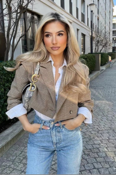Plaid Short Casual Blazer