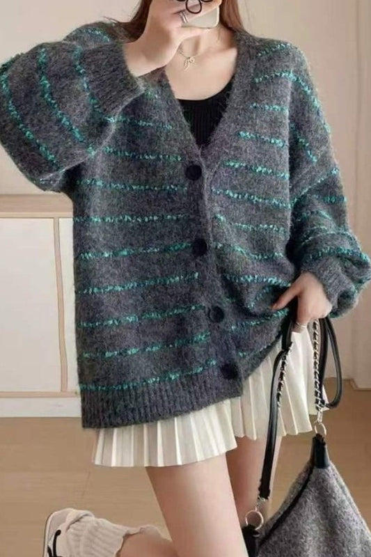 Plus Size Striped Knit Sweater