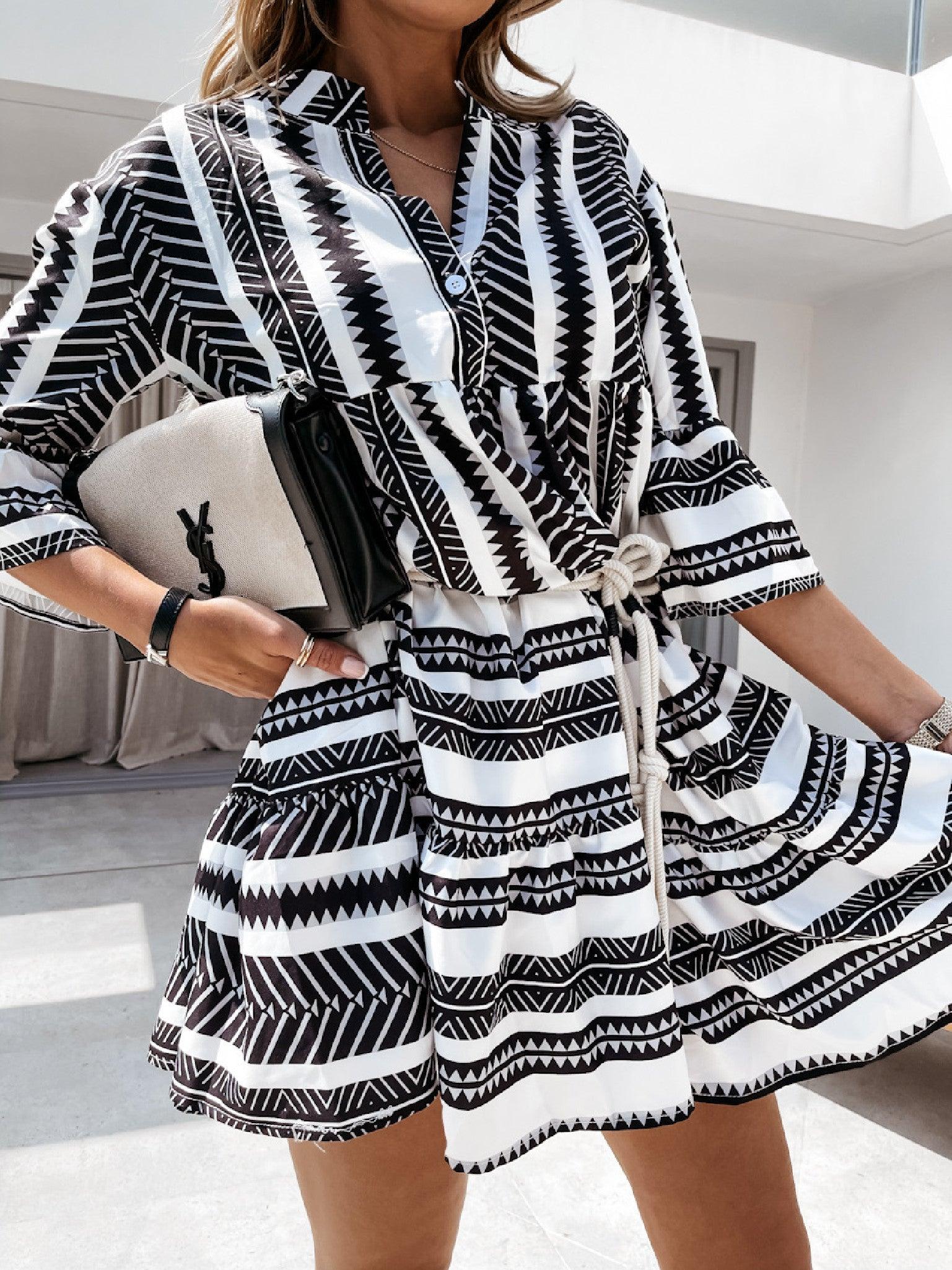 Amazon New Sexy Loose Print Dress - Trendha