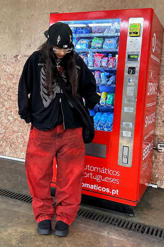 Y2K Gothic Skeleton Rhinestone Hoodie