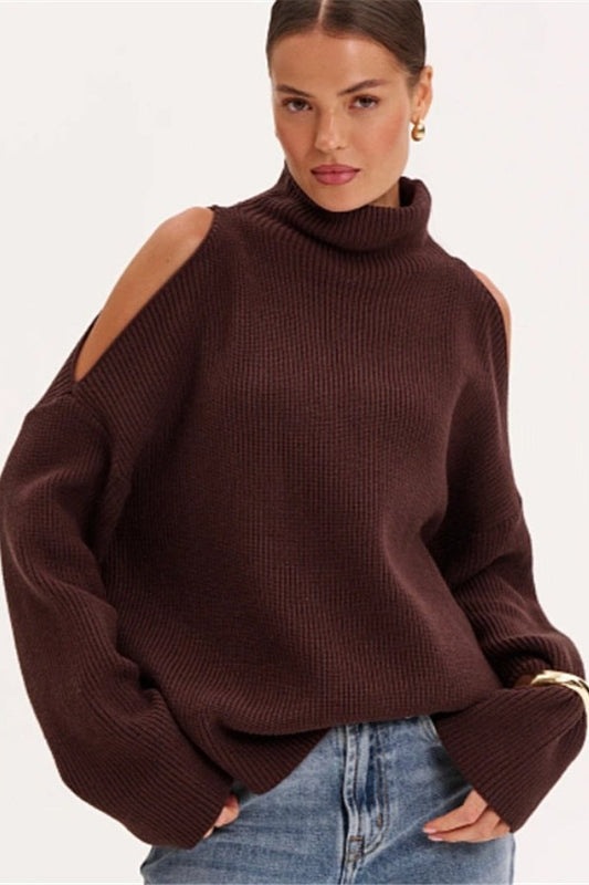 Off Shoulder Turtleneck Sweater