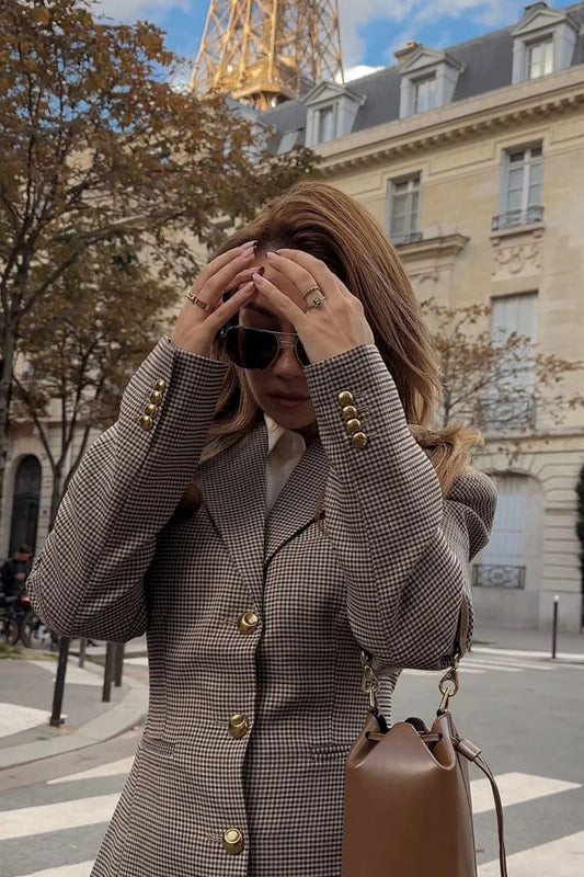 Plaid Slim Fit Waist Blazer