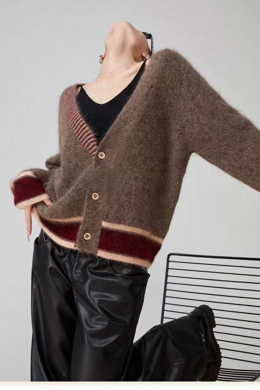 Long Sleeve Color-block Striped Sweater