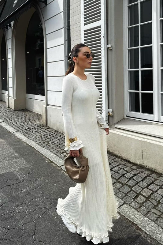 Ruffled Long Sleeve Bodycon Maxi Dress