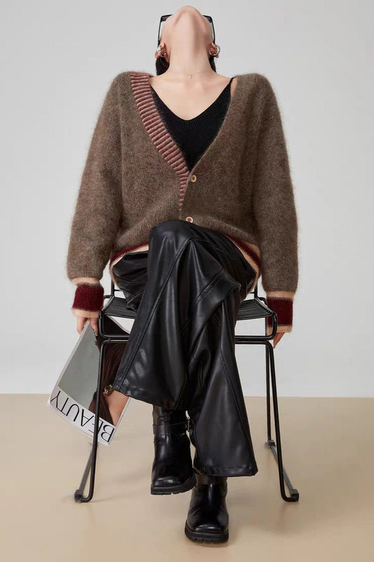 Long Sleeve Color-block Striped Sweater