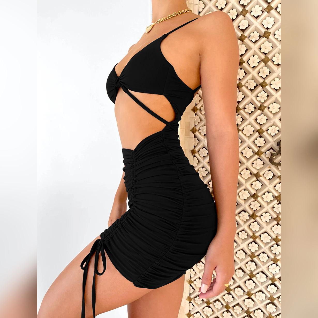 European And American Sexy Pleated Lace Dress - Trendha