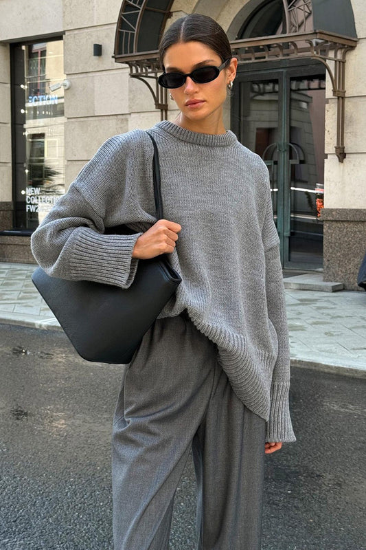 Casual Solid Color Pullover Sweater