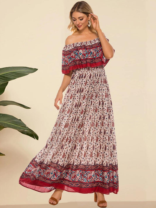 One-shoulder Short-sleeved Travel Dress - Trendha