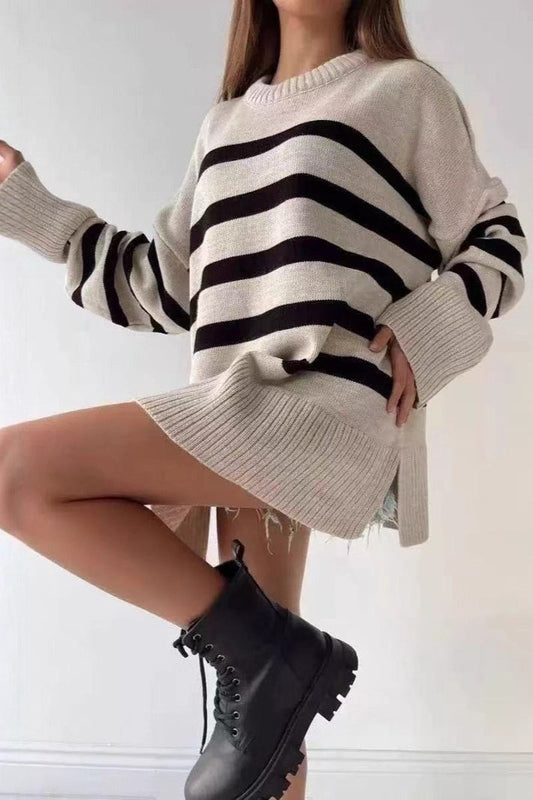 Loose Fit Striped Knit Sweater