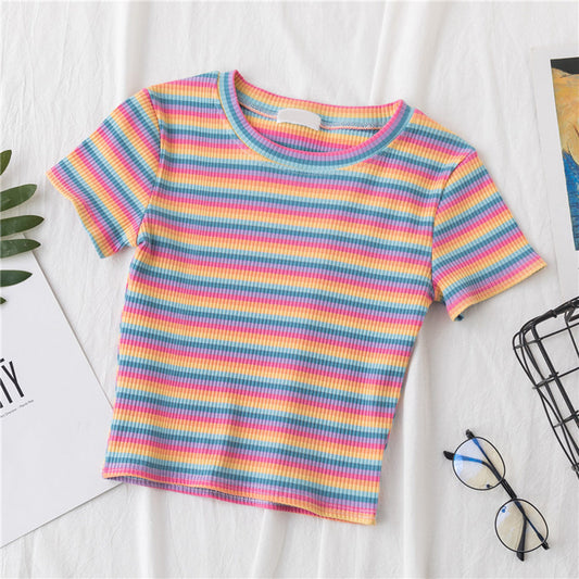 Rainbow Stripe Crop Top (4 Colors)