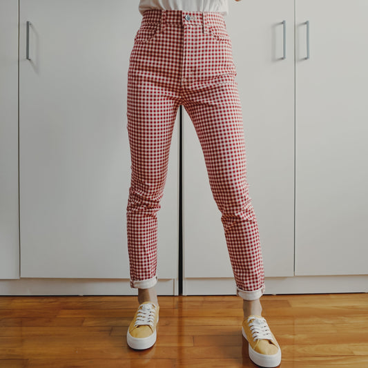 Gingham Skinny Jeans (Red/White)
