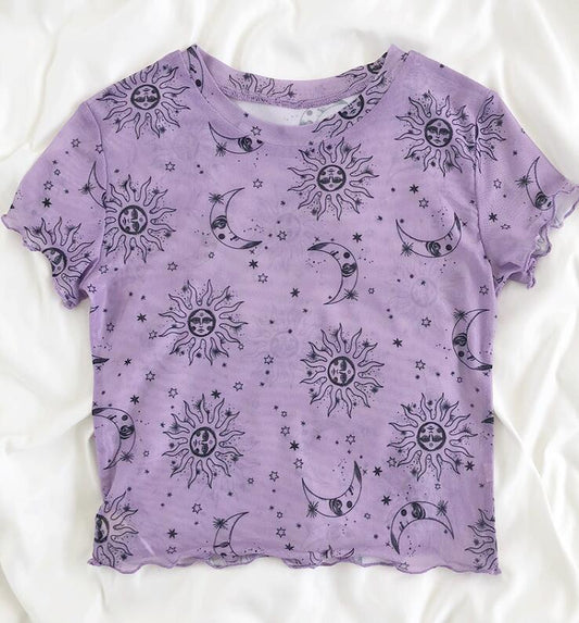 Celestial Mesh Crop Top (Purple)