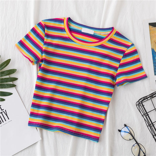 Rainbow Stripe Crop Top (4 Colors)