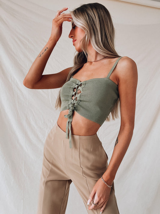 SALE :Coralee Lace up Crop Top