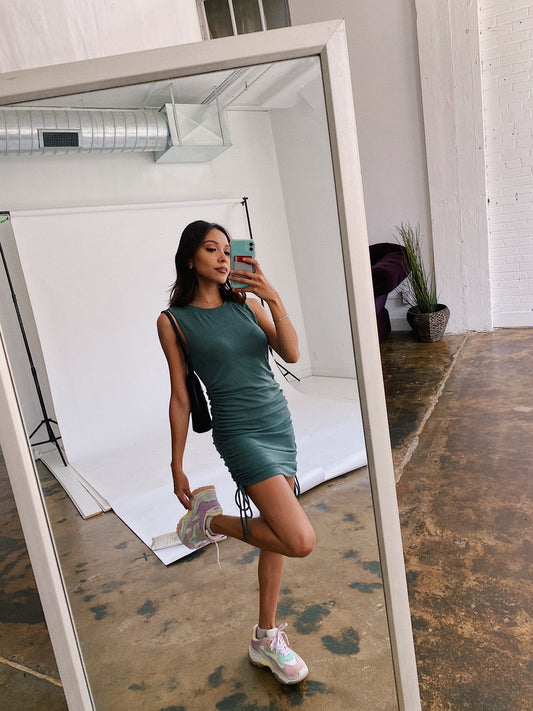 Off Duty Model Mini Dress// Teal