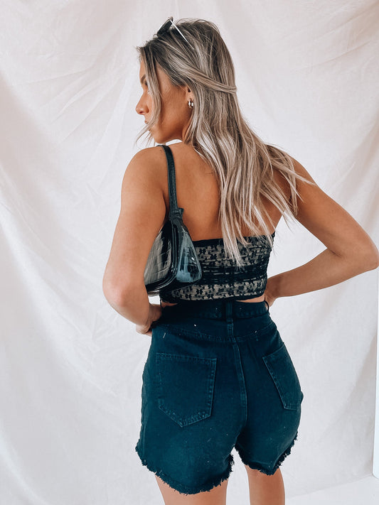 SALE :Callie Mesh Cinch Crop