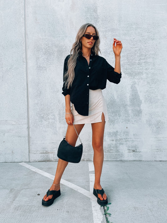 Sofia Black Button Down Top