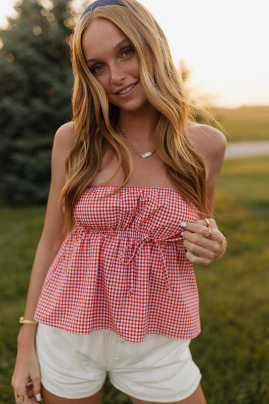 Layla Cherry Checkered Top