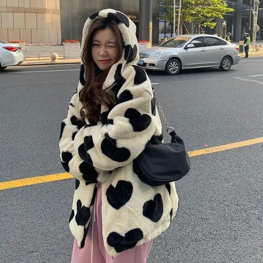 Women Winter Size Long Sleeve Hooded Thick Warm Couple Streetwear Coat